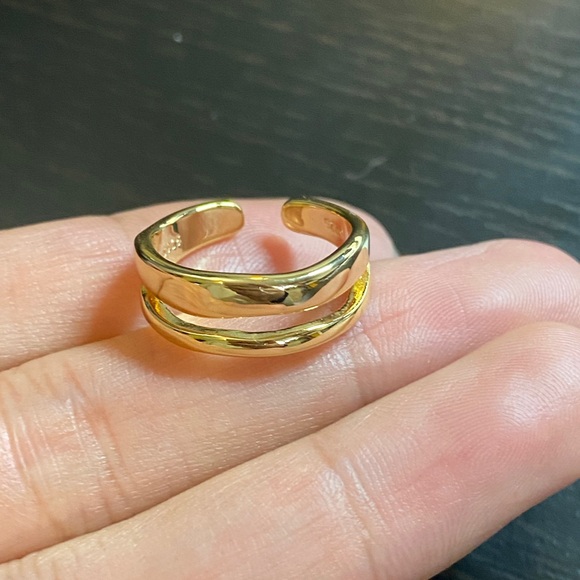 S925 Silver Chunky Gold Open Ring,Big Silver Heart Ring for Wom… - Picture 2 of 5